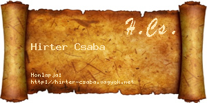 Hirter Csaba névjegykártya